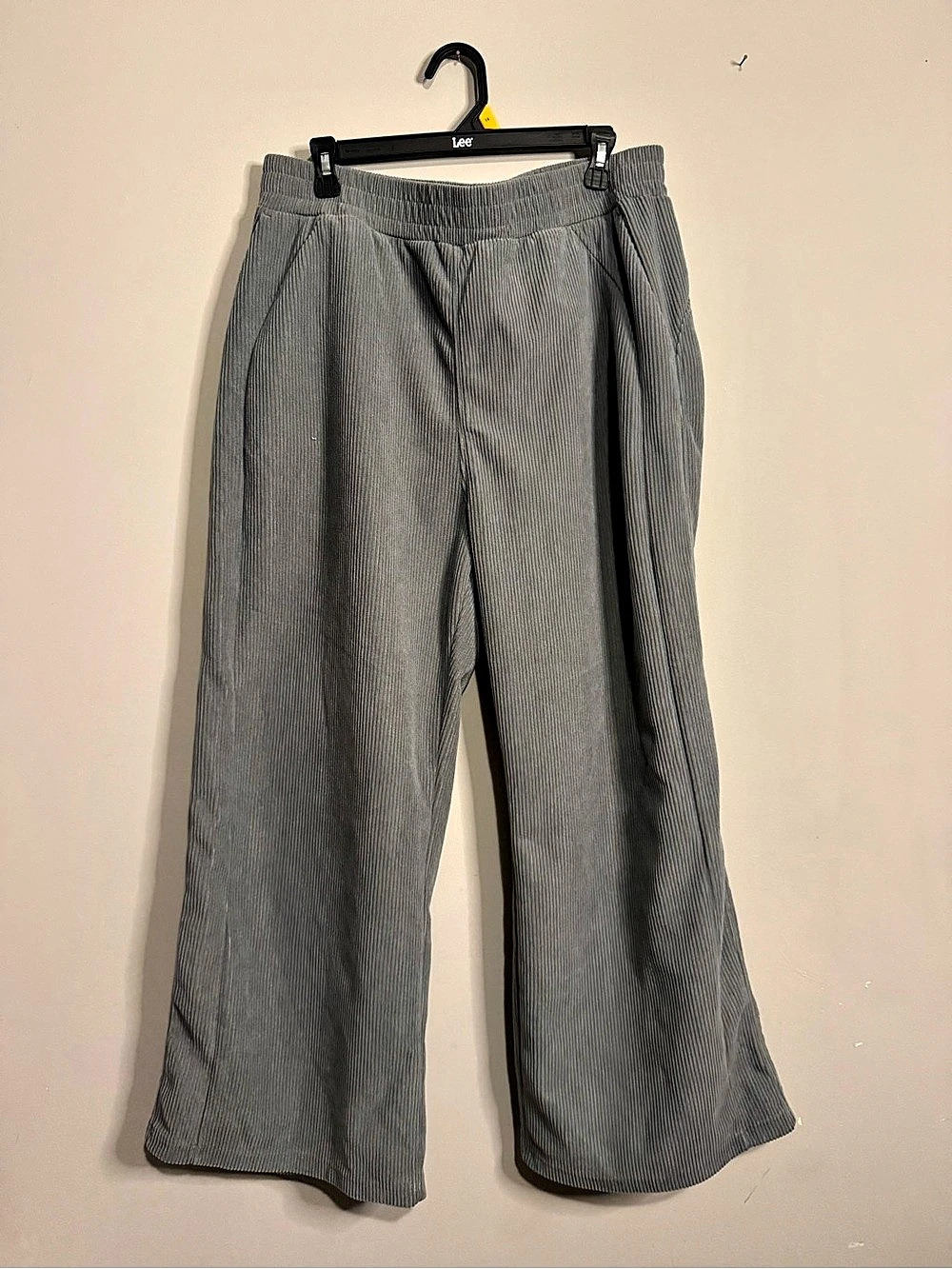 Halara High Waisted Pockets Wide Leg Corduroy Casual Pants Gray XL